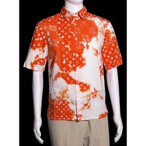 Authentic Louis Vuitton 2022 Red Monogram Bandana Button Down Shirt Men Size XS